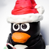 Penguin Santa Cake by Amanda Oakleaf