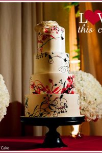 Black & Red Wedding Cake - Modern Birds