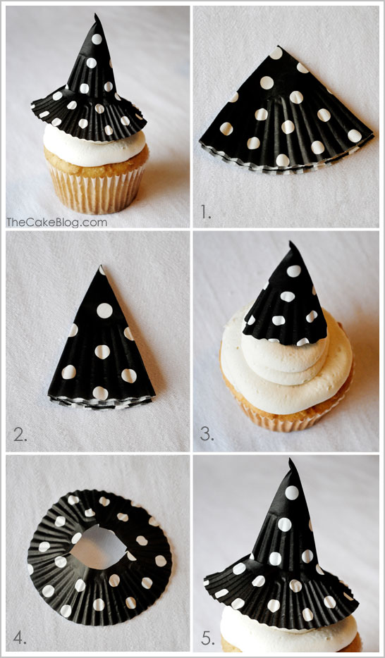 Cupcake Liner Witch Hats  |  TheCakeBlog.com