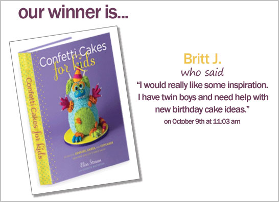 Confetti Cakes for Kids Book Giveway Winner