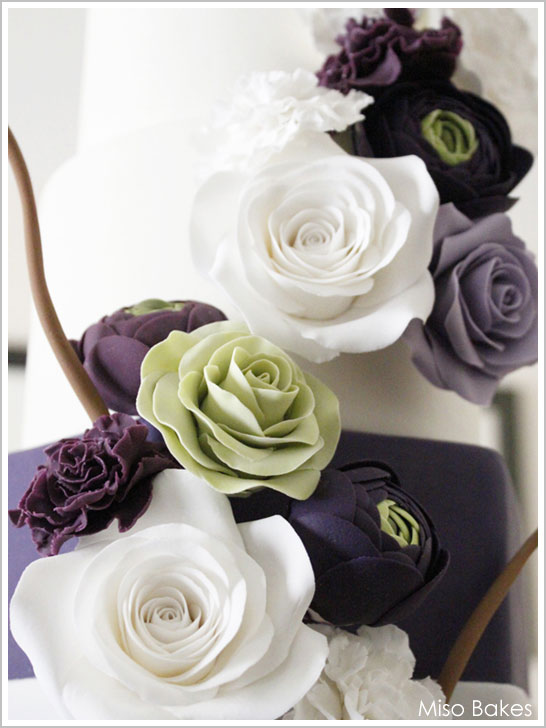 Modern Sugar Flower Wedding Cake