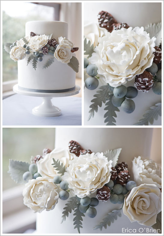Winter White Floral Wedding Cake