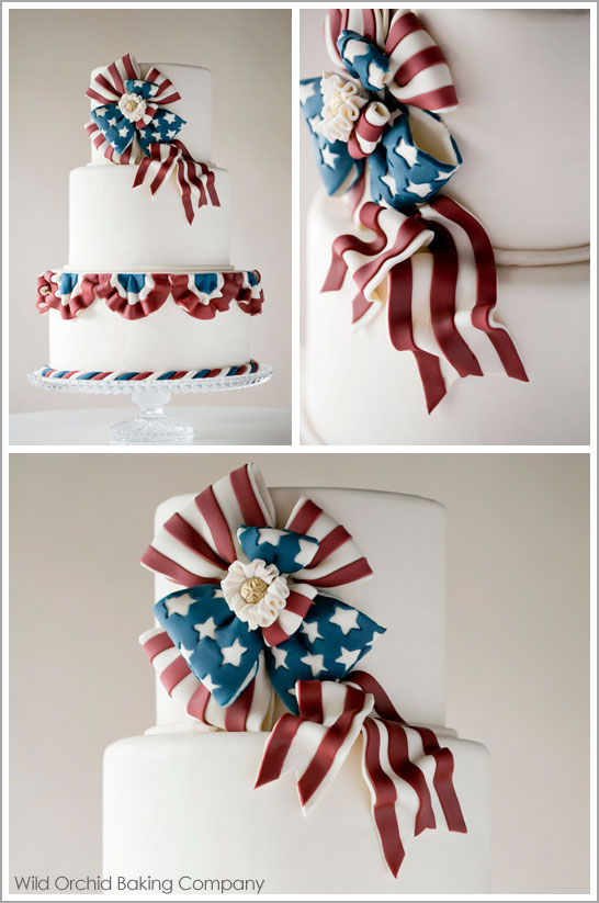 Vintage Patriotic Bunting Cake by Wild Orchid :: TheCakeBlog.com