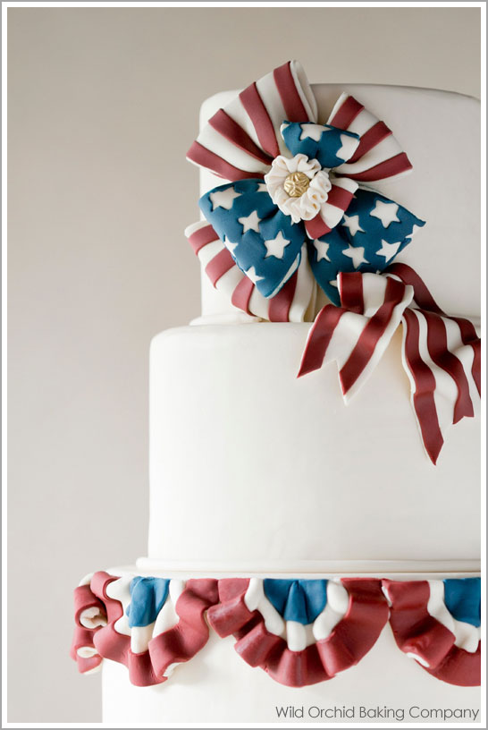 Vintage Patriotic Bunting Cake by Wild Orchid :: TheCakeBlog.com