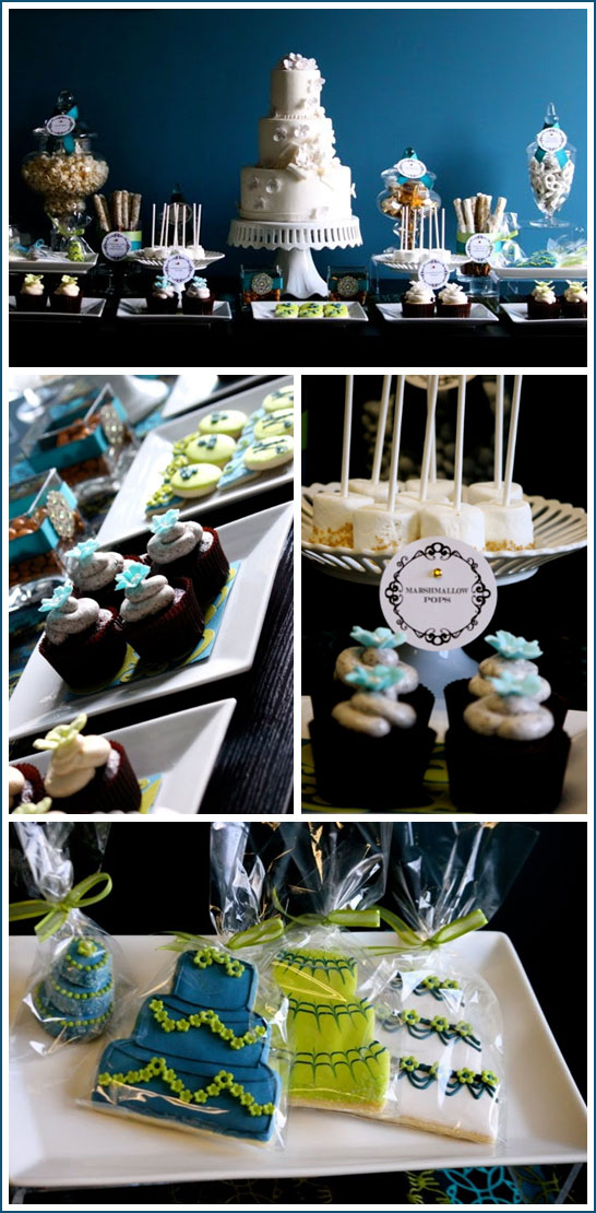 Bridal Dessert Table in Shades of Blue