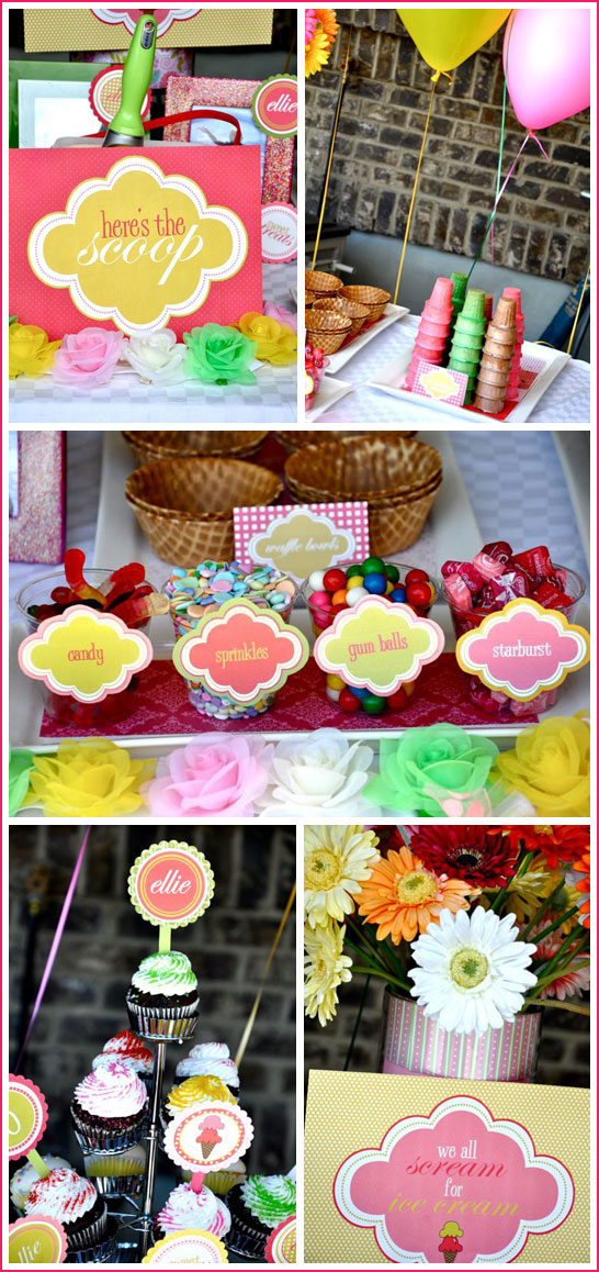 Ice Cream Birthday Party in Pink & Green