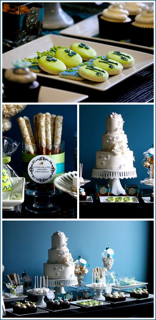 Bridal Dessert Table in Shades of Blue