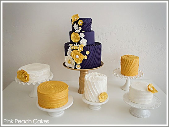 Purple & Yellow Wedding Cake