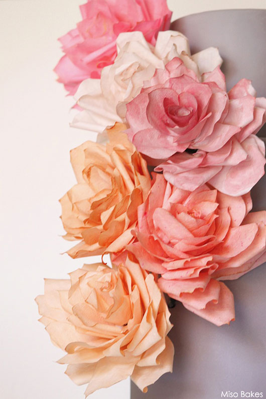 DIY Paper Rose Cake by Miso Bakes  |  TheCakeBlog.com