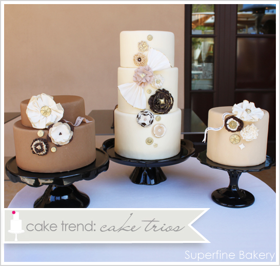 Mocha Cake Trio of Wedding Cakes