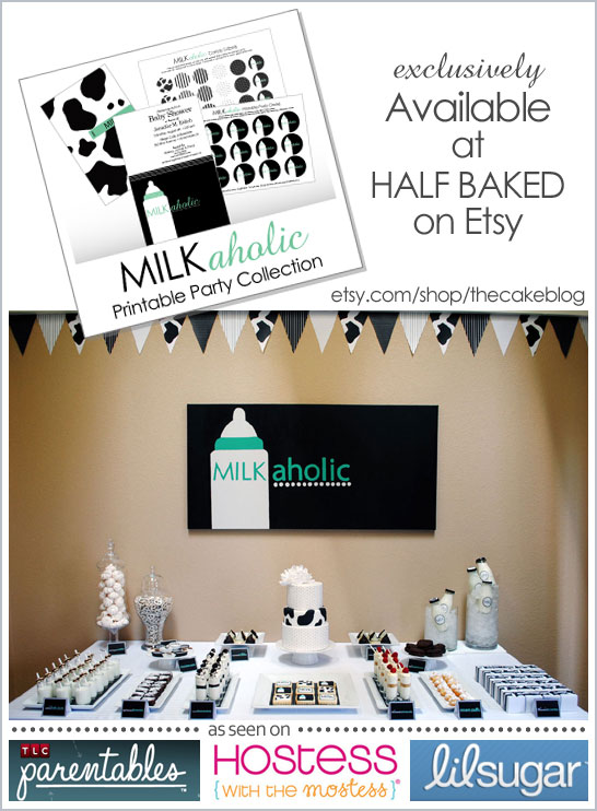 Milkaholic Printable Party Collection, available at Half Baked on Etsy