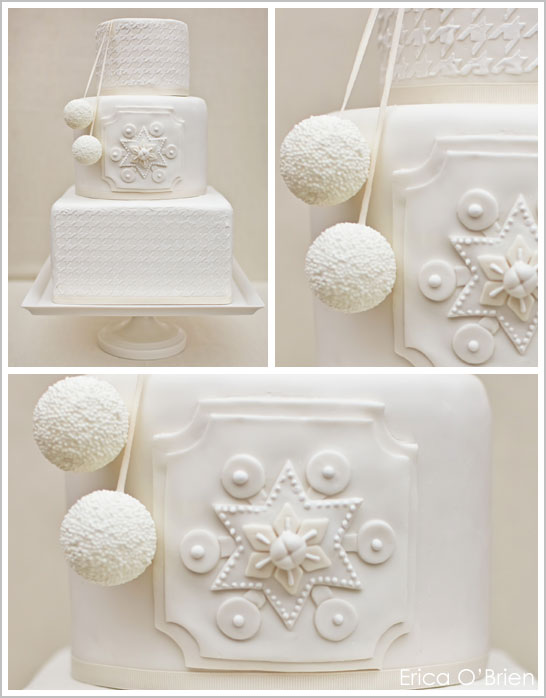 Snowy White Winter Wedding Cake