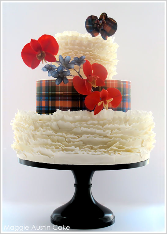 Ruffles and Plaid Christmas Cake by Maggie Austin