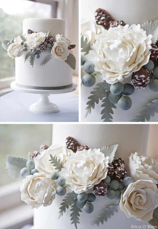 Winter White Floral Wedding Cake | by Erica O'Brien