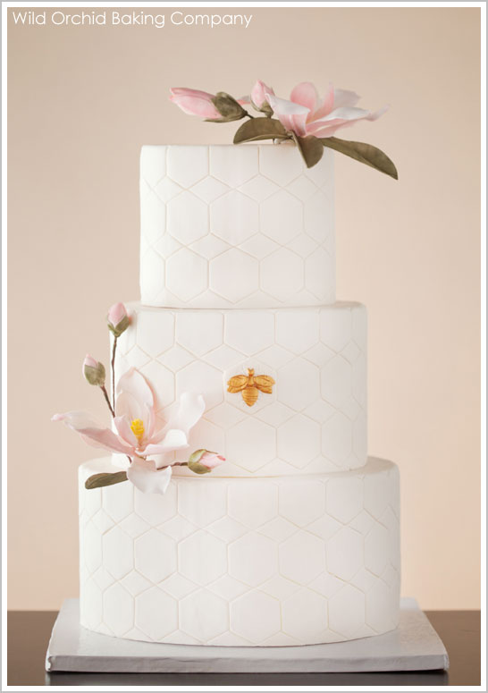 Honeycomb & Golden Bee Wedding Cake