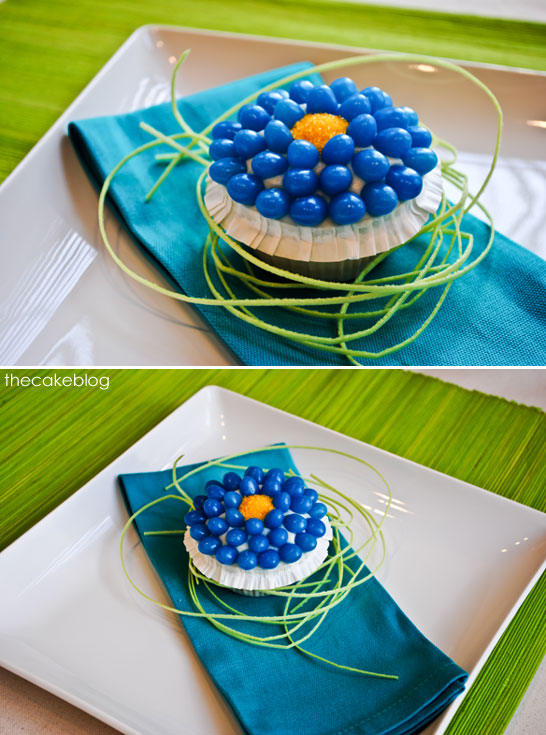 Jelly Bean Flower Cupcakes  |  TheCakeBlog.com