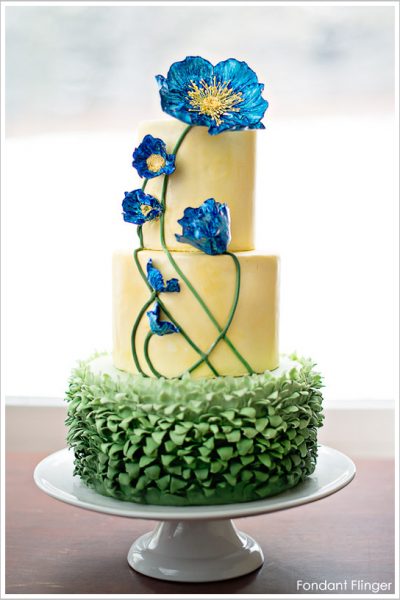 Blue Poppy Flowers Cake