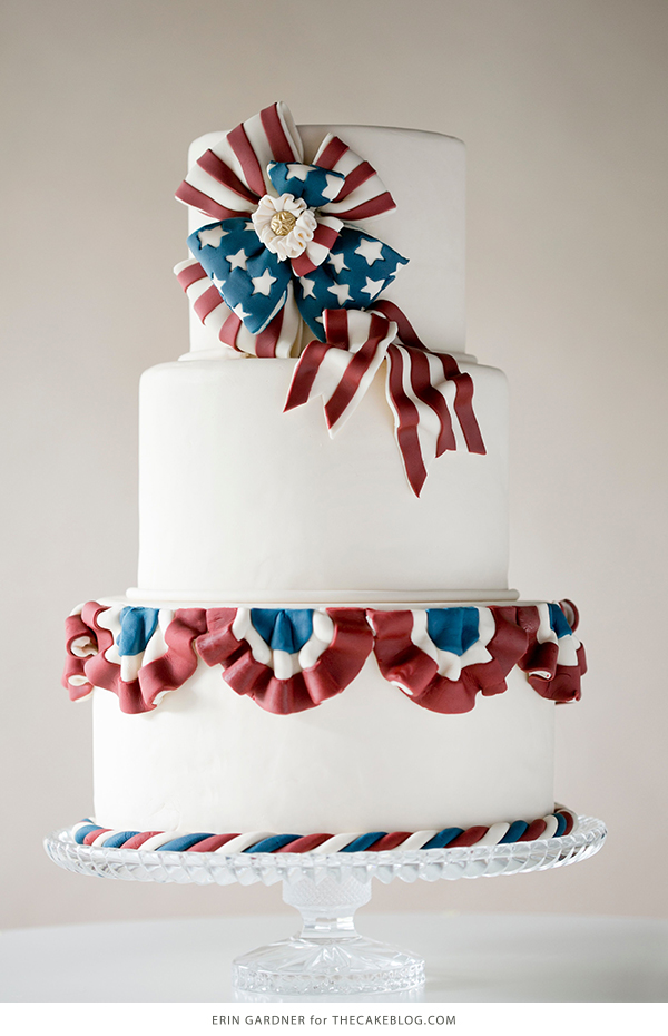 Vintage American Patriotic Bunting Cake | by Erin Gardner for TheCakeBlog.com
