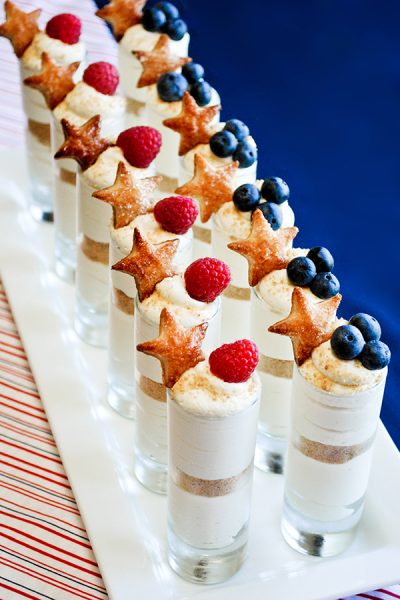 Patriotic No-Bake Cheesecake Shots for the 4th of July | by Carrie Sellman for TheCakeBlog.com