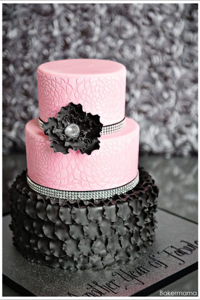 Glam Pink & Black Cake