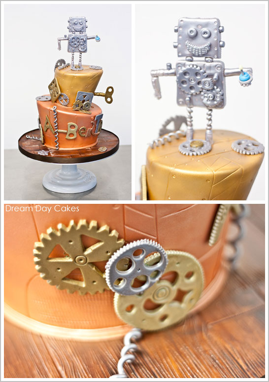 Robot Birthday Cake by Dream Day Cakes  |  TheCakeBlog.com
