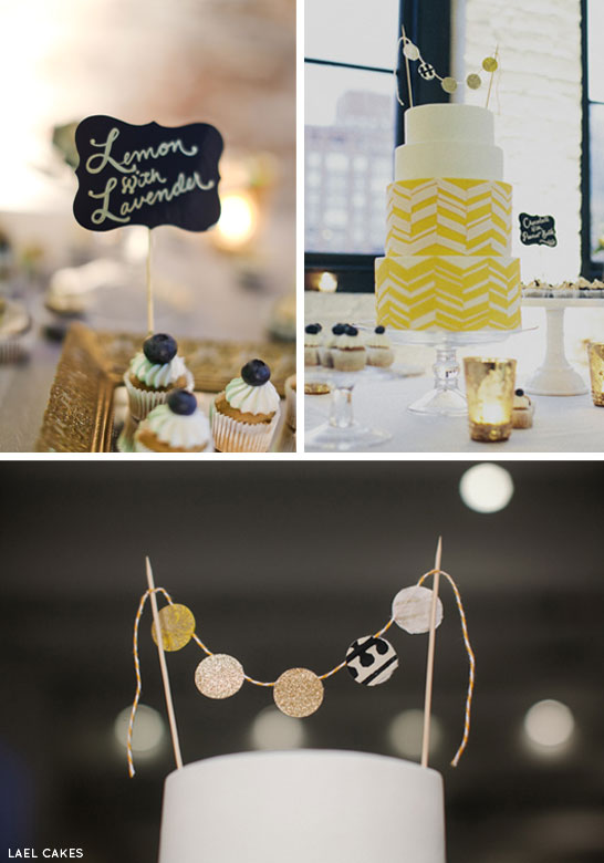 Gold & Chevron Dessert Table by Lael Cakes  |  TheCakeBlog.com