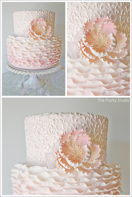 Pink Fondant Ruffle Cake | Order Birthday Cakes Online by Kukkr