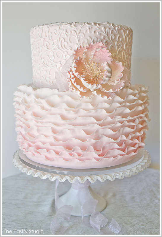 Pink Ombre Fondant Ruffle Peony Birthday Cake – Blue Sheep Bake Shop