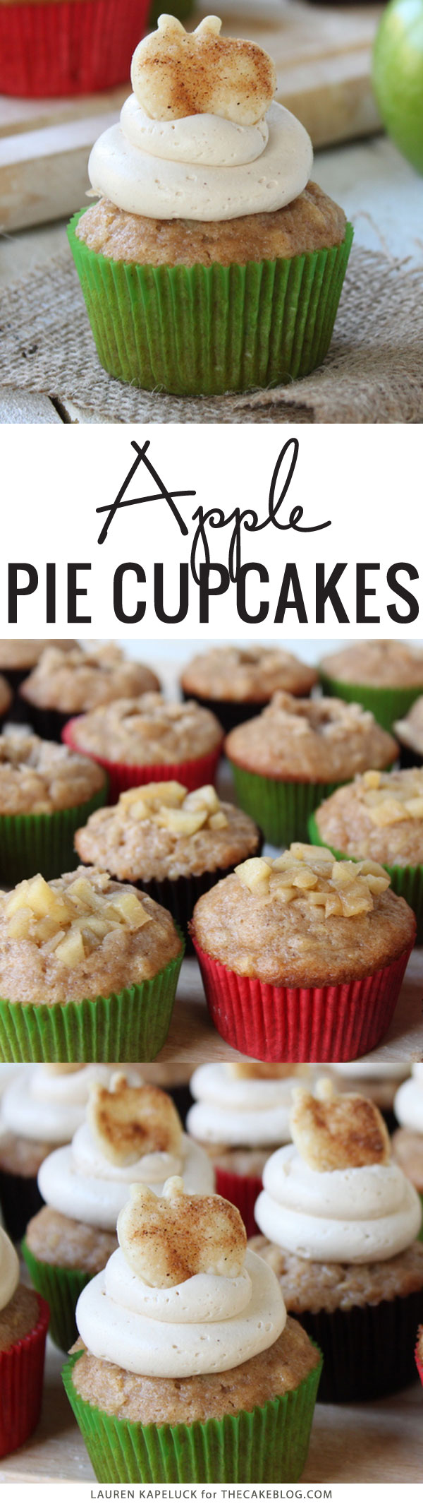 Apple Pie Cupcakes with Brown Sugar Cinnamon Frosting | by Lauren Kapeluck for TheCakeBlog.com
