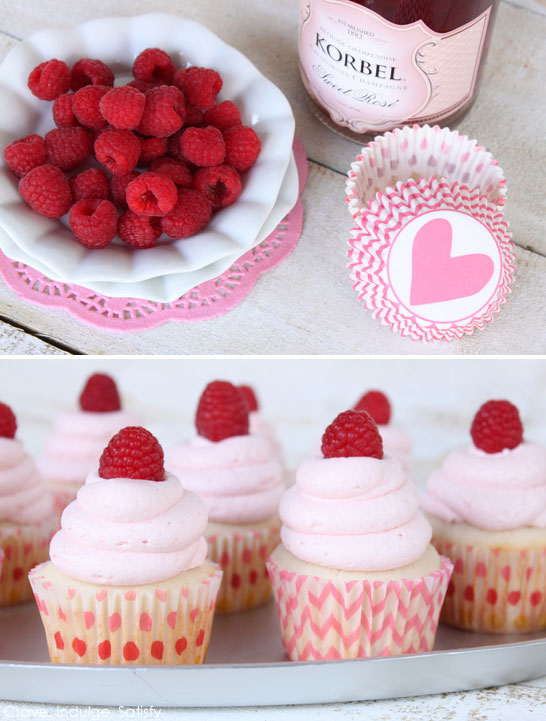 Champagne & Raspberry Cupcakes by Lauren Kapeluck | TheCakeBlog.com
