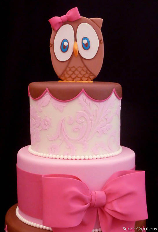 Pink Owl Cake by Sugar Creations  |  TheCakeBlog.com