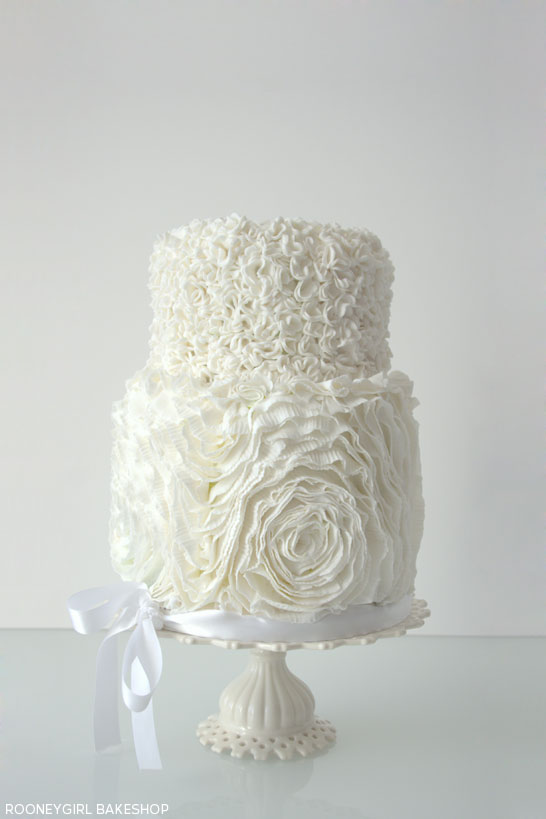 White on White Ruffles by RooneyGirl BakeShop  |  TheCakeBlog.com