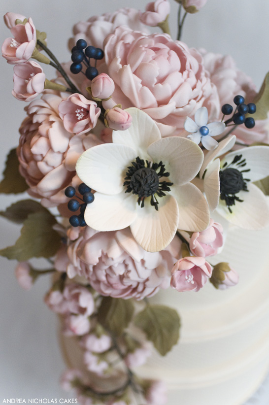Blush Sugar Flower Cake by Andrea Nicholas  |  TheCakeBlog.com