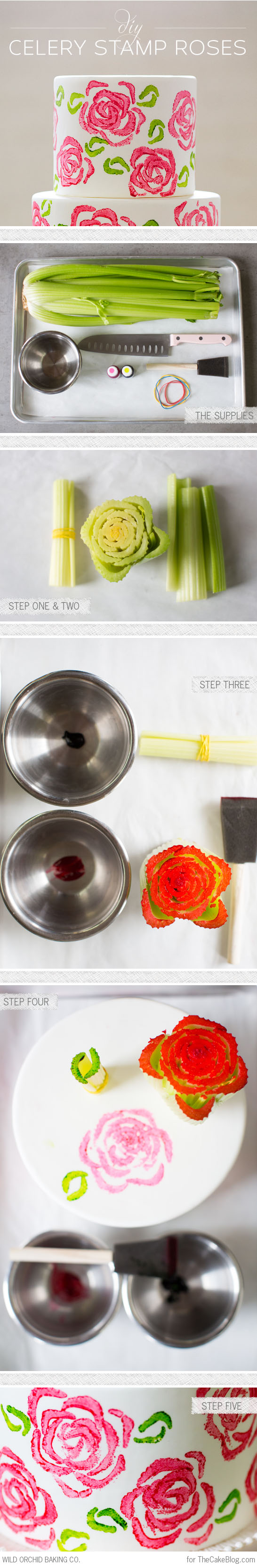 DIY Celery Stamp Rose Cake by Wild Orchid Baking Co  |  TheCakeBlog.com