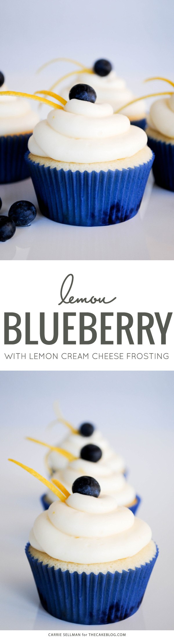 Lemon Blueberry Cupcake Recipe | fresh blueberry cupcakes with lemon cream cheese frosting | TheCakeBlog.com