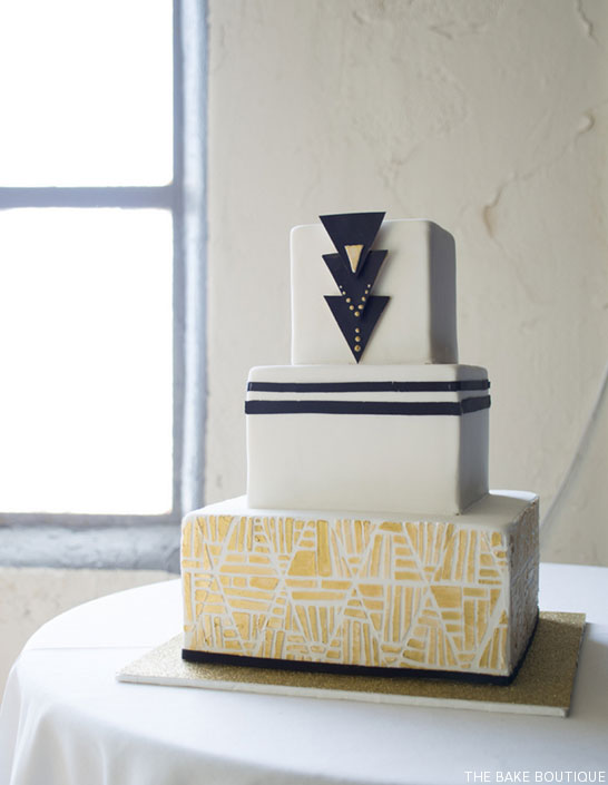 Art Deco Wedding Cake by The Bake Boutique  |  TheCakeBlog.com