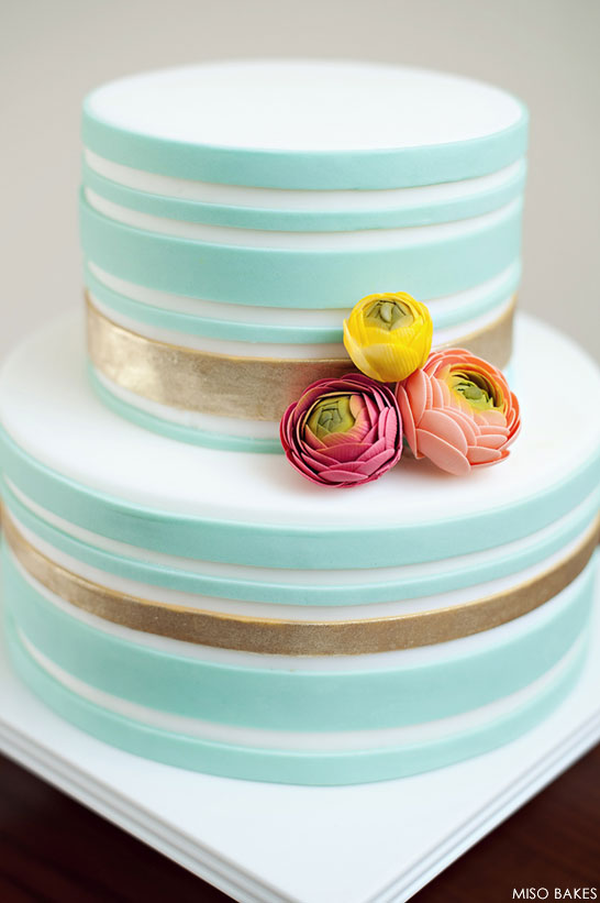 Gold Striped Cake by Miso Bakes  |  TheCakeBlog.com