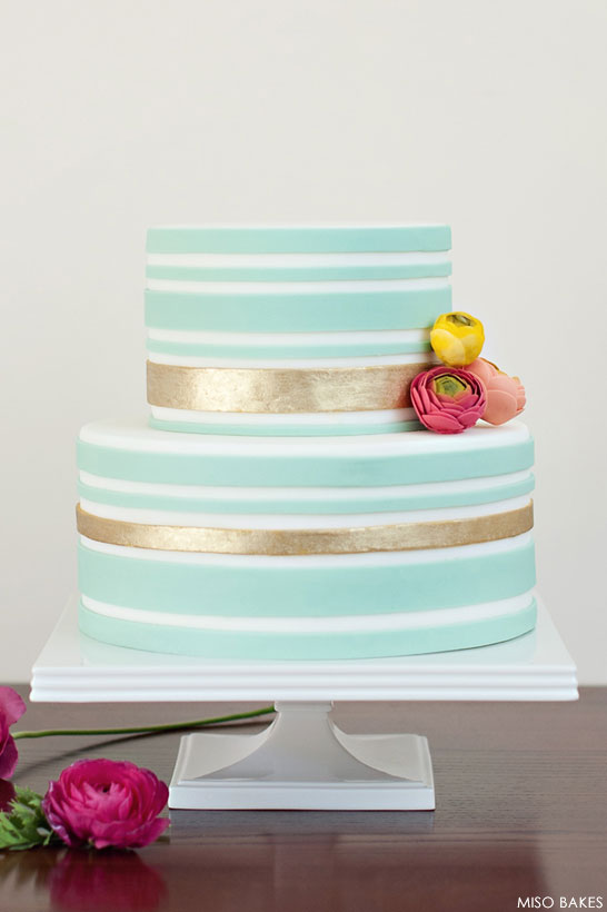 Gold Striped Cake by Miso Bakes  |  TheCakeBlog.com