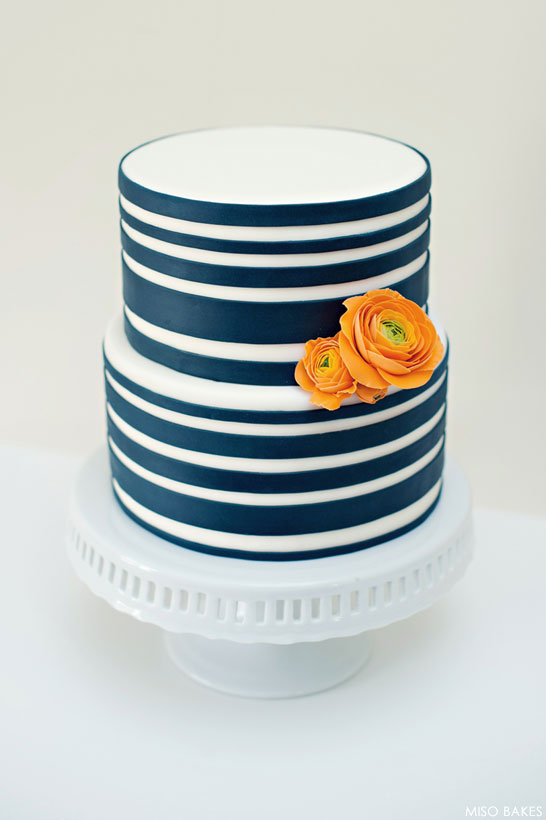 Navy Striped Cake by Miso Bakes  |  TheCakeBlog.com