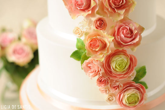 Peach & Mint Wedding Cake  |  by Ligia De Santis |  TheCakeBlog.com