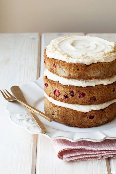 Poached Pear & Cranberry Cake