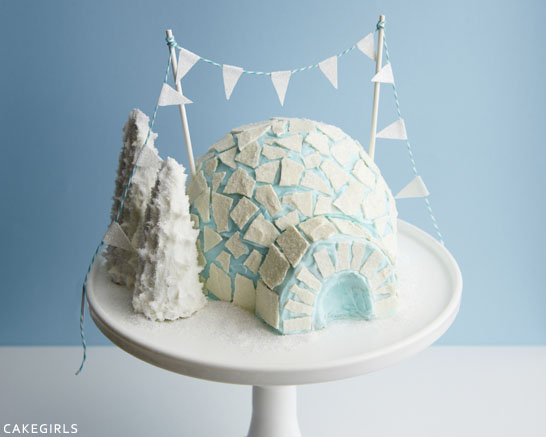 Igloo Cake! An adorable winter cake for holiday parties and Christmas dessert | Cakegirls for TheCakeBlog.com
