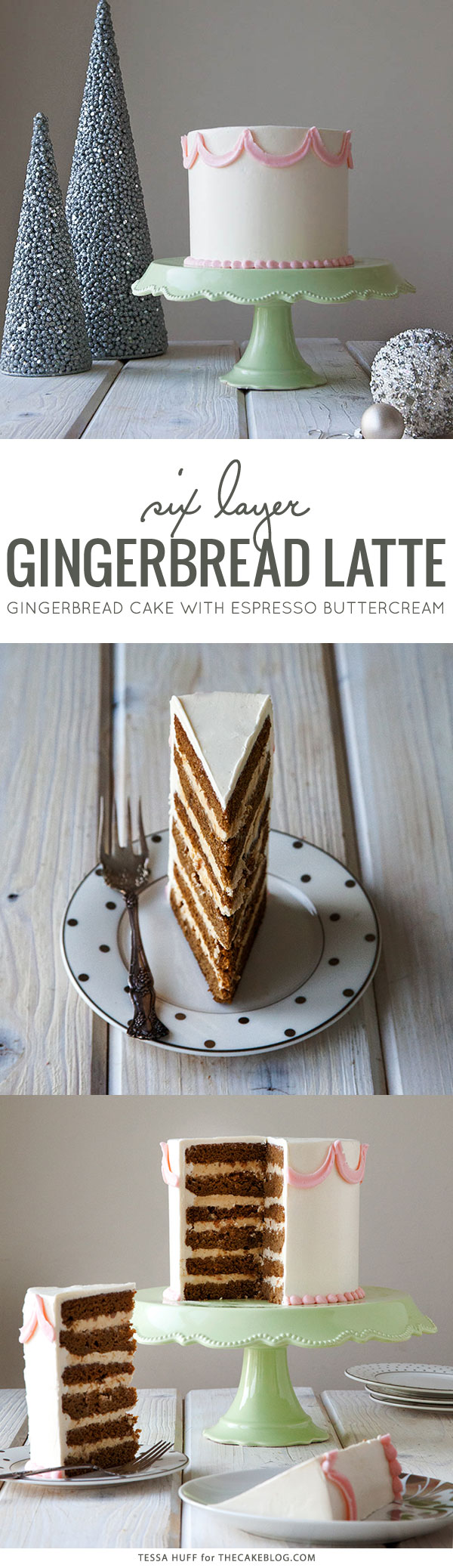 Gingerbread Latte Cake! Gingerbread cake, espresso buttercream and toffee bits, perfect for holiday parties and Christmas dessert | by Tessa Huff for TheCakeBlog.com