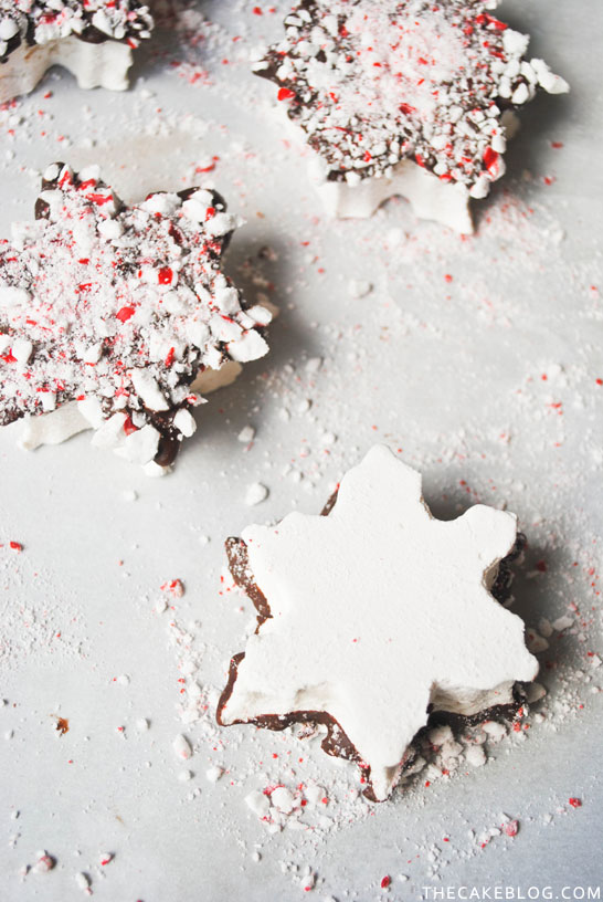 Homemade Chocolate Peppermint Snowflake Marshmallows