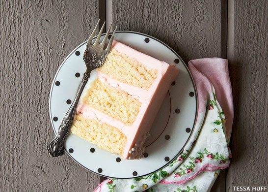 White Chocolate Cake with Rose Buttercream | by Tessa Huff for TheCakeBlog.com