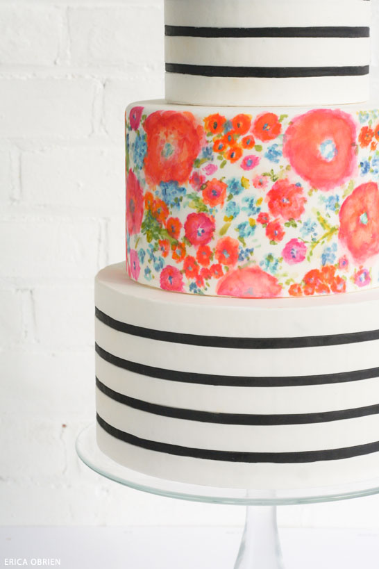 Stripes & Florals | Translating Trends into Cake Designs | Erica OBrien for TheCakBlog.com