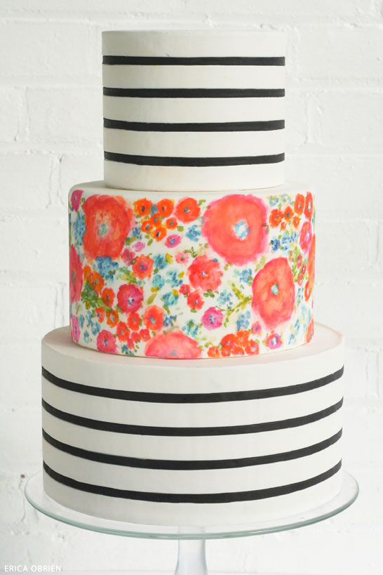 Stripes & Florals | Translating Trends into Cake Designs | Erica OBrien for TheCakBlog.com