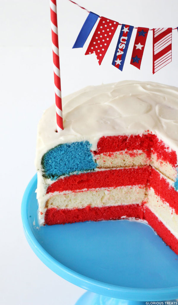 Flag Surprise Inside Cake | by Glorious Treats on TheCakeBlog.com