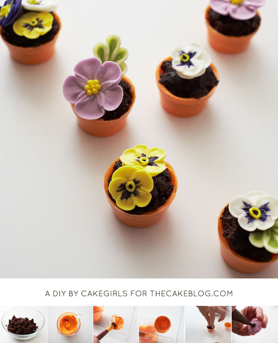 Teeny Tiny Flower Pot Cakes | Cake Tutorial by Cakegirls for TheCakeBlog.com