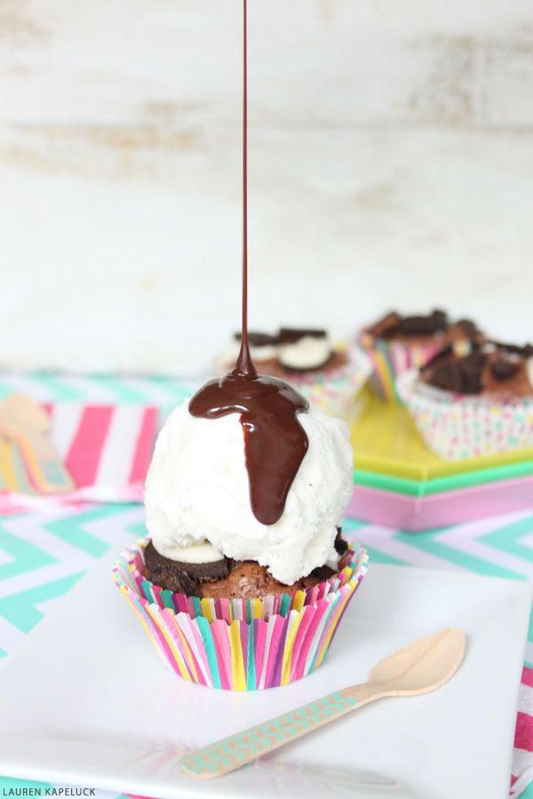 Brownie Cupcake Sundaes | by Lauren Kapeluck for TheCakeBlog.com
